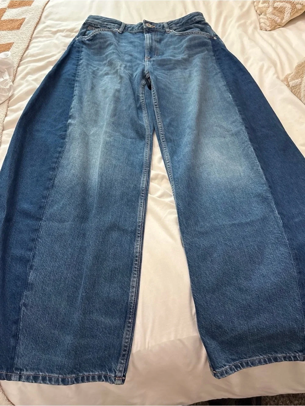 Zara Light and Dark Blue Two-Tone barrel Jeans - Picture 2 of 3